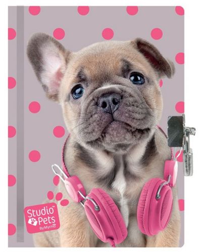 Таен дневник с катинар Paso Studio Pets –  Куче с розови слушалки - 1