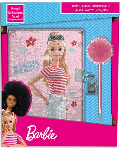 Таен дневник Disney - Barbie,  с пайети и химикалка - 1