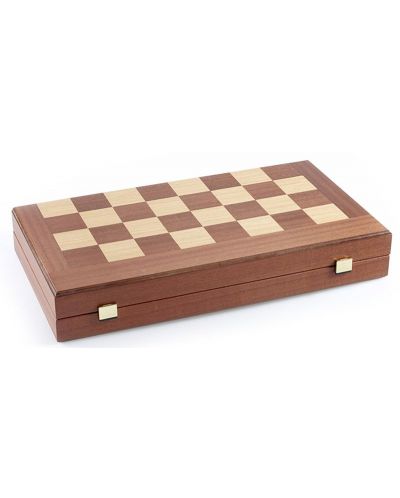 Комплект шах и табла Manopoulos - Махагон с червен борд, 38 x 20 cm - 3