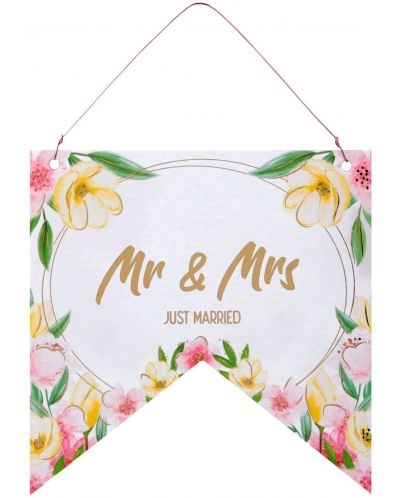 Табелка-флагче - Mr & Mrs, Just Married - 1