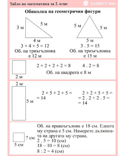 Геометрия: Табло по математика - 2 .клас - 1