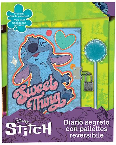 Таен дневник Disney - Stitch,  с пайети и химикалка - 1