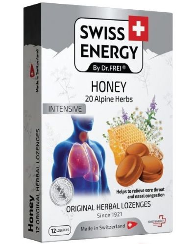 Honey, с 20 билки, 12 таблетки за смучене, Swiss Energy - 1