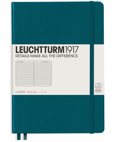 Тефтер Leuchtturm1917 - А5, линиран, Pacific Green - 1