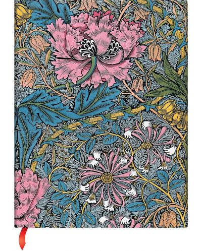 Тефтер Paperblanks Morris Pink Honeysuckle - 13 x 18 cm, 72 листа, с широки редове - 1
