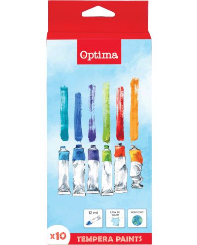Темперни боички Optima - 10 цвята - 1