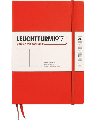 Тефтер Leuchtturm1917 New Colours - А5, бели листове, Lobster, твърди корици - 1