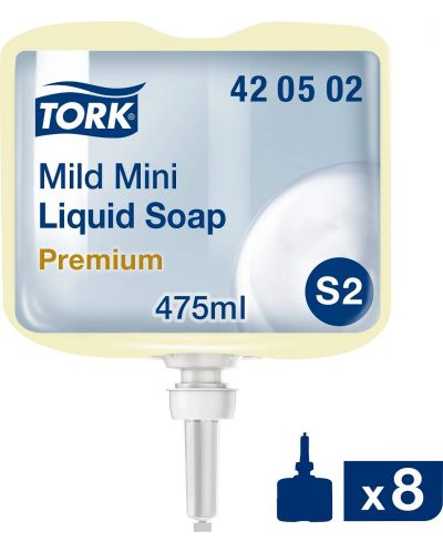 Течен сапун за ръце Tork - Mild Mini Liquid Soap, S2, 8 x 475 ml - 2