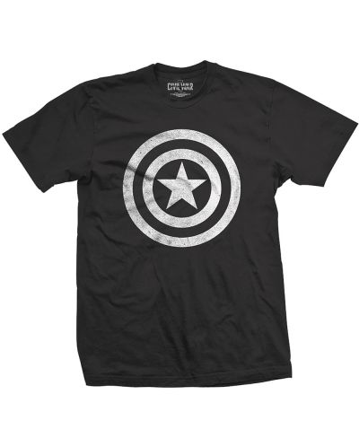 Тениска Rock Off Marvel Comics - Captain America Civil War Basic Shield Distressed - 1