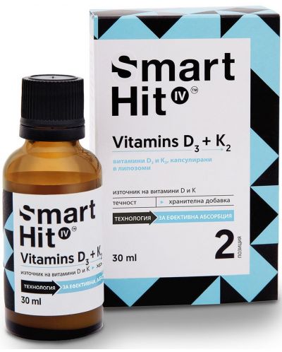 SmartHit Витамини D3 + K2, 30 ml, Valentis - 1