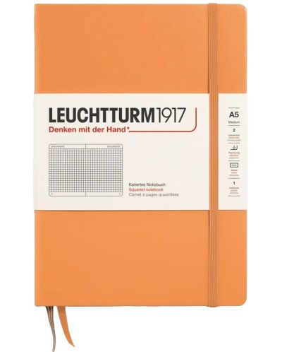 Тефтер Leuchtturm1917 New Colours - А5, на квадратчета, Apricot, твърди корици - 1