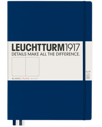 Тефтер Leuchtturm1917 Master Slim - А4+, бели страници, Navy - 1
