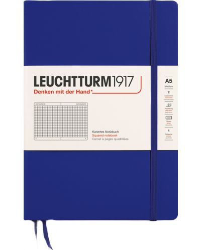 Тефтер Leuchtturm1917 New Colours - А5, на квадратчета, Ink - 1