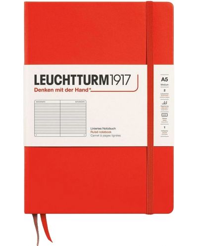 Тефтер Leuchtturm1917 New Colours - А5, линиран, Lobster, твърди корици - 1