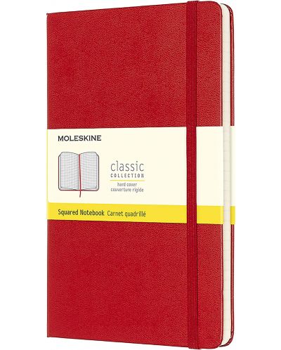 Тефтер с твърди корици Moleskine Classic Squared - Червен, листове на квадратчета - 1