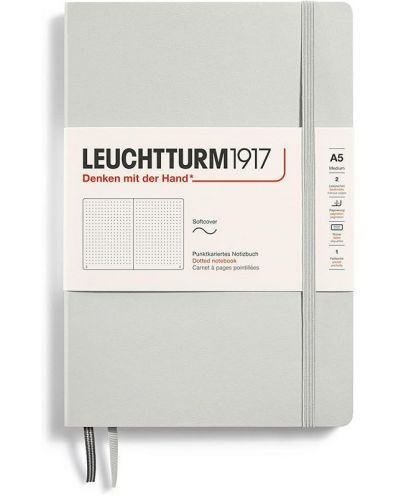 Тефтер Leuchtturm1917 Natural Colors - A5, сив, страници на точки, меки корици - 1