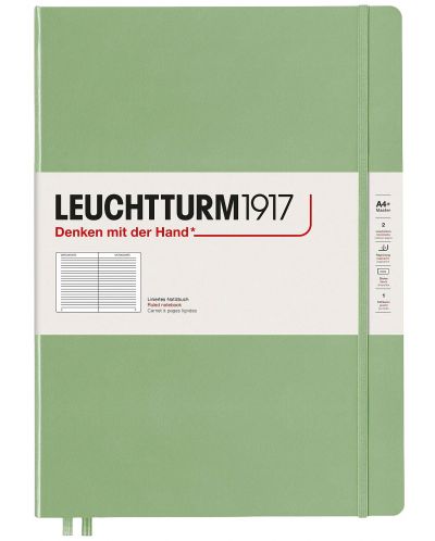 Тефтер Leuchtturm1917 Master Slim - A4+, линиран, светлозелен - 1