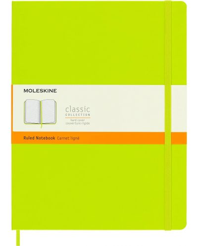 Тефтер с твърди корици Moleskine Classic Ruled XL - Lemon Green, редове - 1