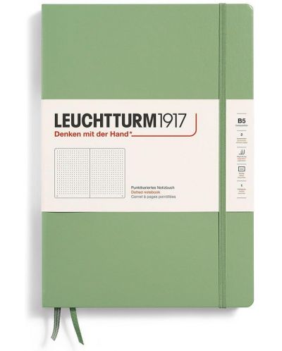 Тефтер Leuchtturm1917 Composition - B5, светлозелен, страници на точки, твърди корици - 1