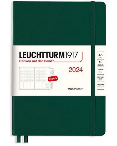 Тефтер Leuchtturm1917 Weekly Planner - A5, зелен, 2024 - 1