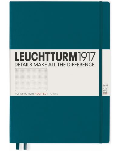 Тефтер Leuchtturm1917 Master Slim - А4+, страници на точки, Pacific Green - 1
