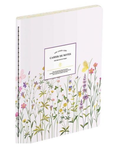 Тефтер Victoria's Journals Florals - Светлолилав, ламинирана корица, на редове, 48 листа, B5 - 1