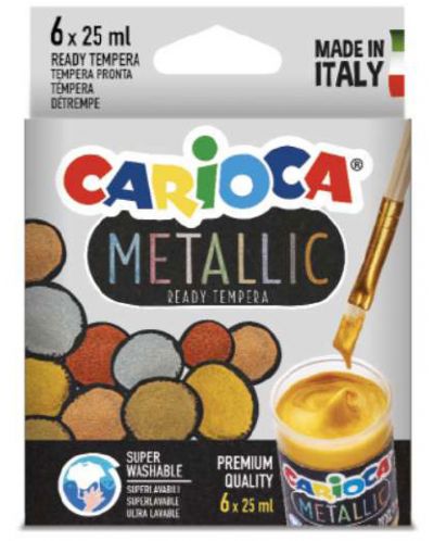 Темперни течни бои Carioca - Temperello metallic, 6 цвята - 1