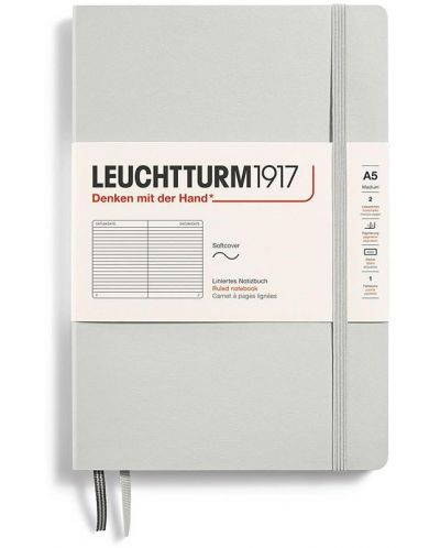 Тефтер Leuchtturm1917 Natural Colors - A5, сив, линиран, меки корици - 1