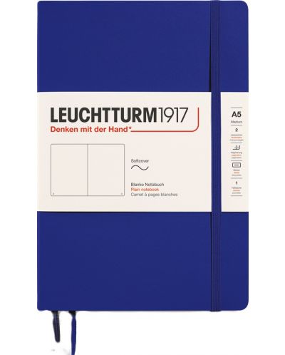 Тефтер Leuchtturm1917 New Colours - А5, бели листове, Ink, меки корици - 1