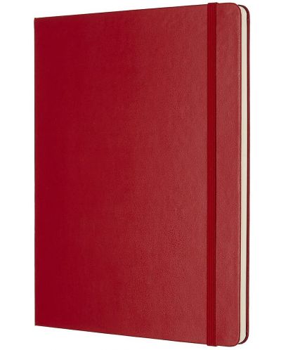 Тефтер с твърди корици Moleskine Classic Plain XL - Червен, бели листове - 2