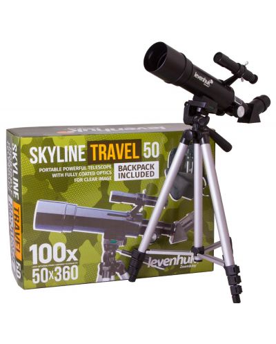 Телескоп Levenhuk - Skyline Travel 50, черен - 2
