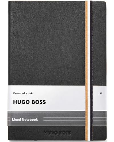 Тефтер Hugo Boss Iconic - A5, с редове, черен - 1