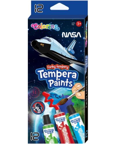 Темперни бои в тубички Colorino NASA - 12 цвята x 12 ml - 1