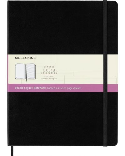 Тефтер с твърди корици Moleskine Classic Extra XL - Черен, комбинирани страници - 1