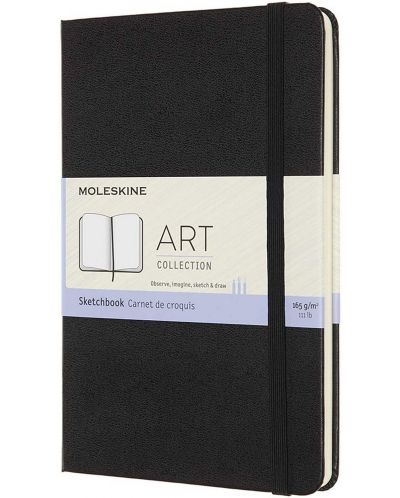 Тефтер с твърди корици Art Sketchbook - Черен, бели листове - 1