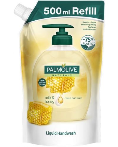 Palmolive Naturals Течен сапун, мляко и мед, doypack, 500 ml - 1