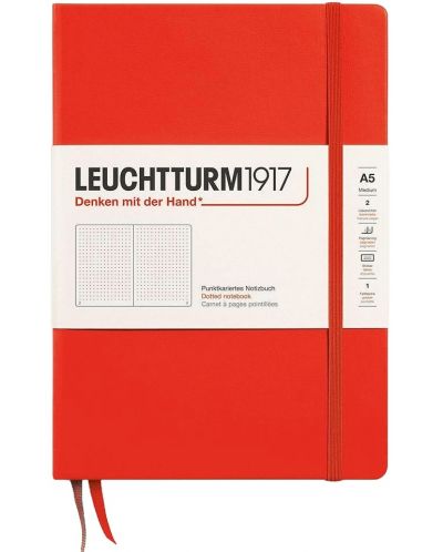 Тефтер Leuchtturm1917 New Colours - А5, на точки, Lobster, твърди корици - 1