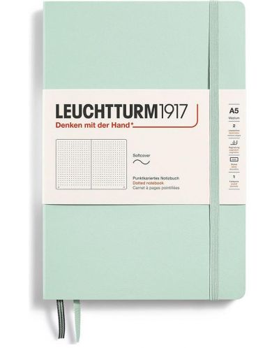 Тефтер Leuchtturm1917 Natural Colors - A5, светлозелен, страници на точки, меки корици - 1