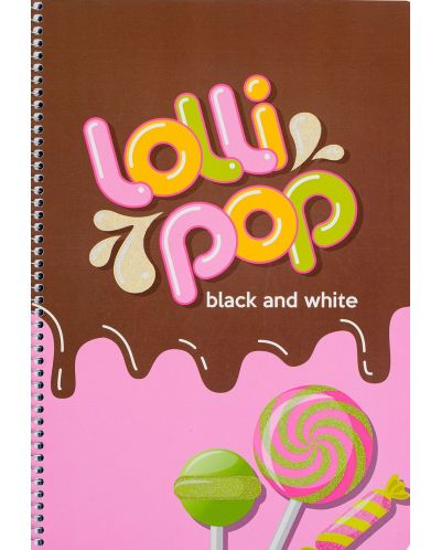 Тетрадка Black&White - Lolly Pop, А4, 80 листа,  широки редове, асортимент - 1