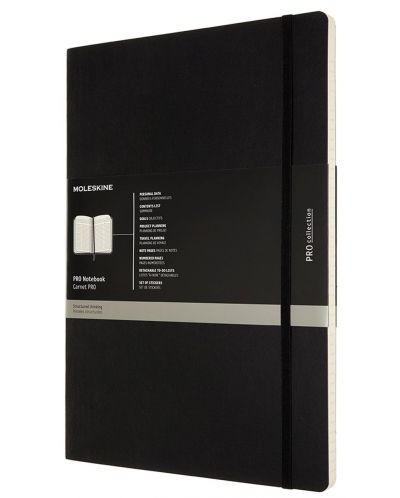 Тефтер с меки корици Moleskine Pro Collection A4 - Черен, линирани страници - 1