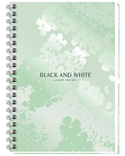 Тетрадка със спирала Black&White - Luxury Flowers, A4, 100 листа, 2 теми, асортимент - 4