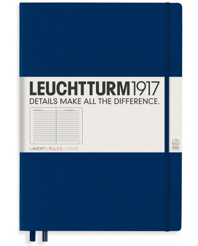 Тефтер Leuchtturm1917 Master Classic - А4+, линиран, син - 1