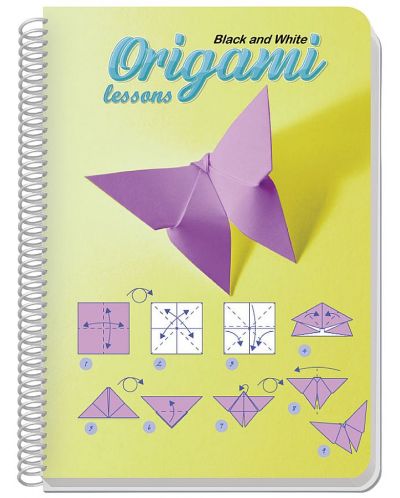 Тетрадка със спирала Black&White Origami - A4, 80 листа, широки редове, асортимент - 2