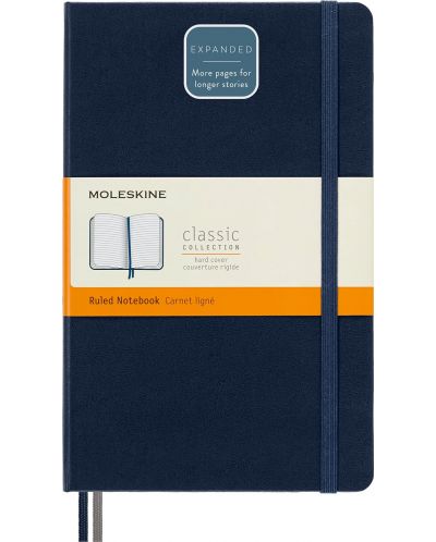 Тефтер с твърди корици Moleskine Classic Ruled Expanded - Тъмносин, редове - 1