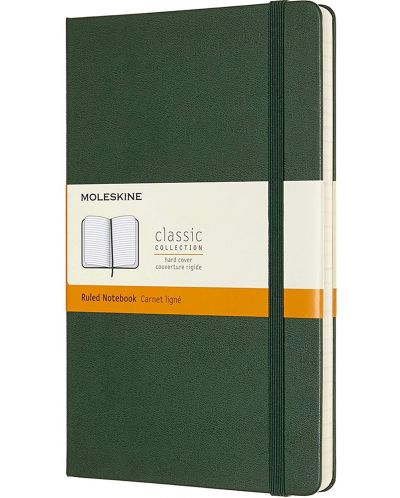 Тефтер с твърди корици Moleskine Classic Ruled - Зелен, линирани листове - 1
