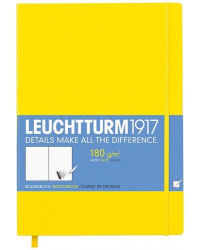 Тефтер Leuchtturm1917 Sketchbook Master - А4+, бели страници, Lemon - 1