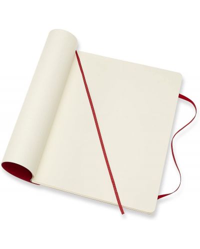 Тефтер с меки корици Moleskine Classic Plain XL - Червен, бели листове - 4