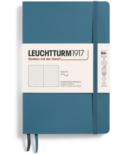 Тефтер Leuchtturm1917 Paperback - B6+, светлосин, страници на точки, меки корици - 1