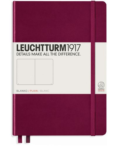 Тефтер Leuchtturm1917 - А5, бели страници, Port Red - 1