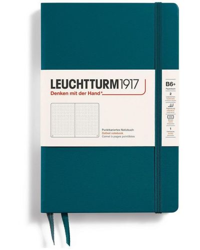 Тефтер Leuchtturm1917 Paperback - B6+,зелен, страници на точки, твърди корици - 1